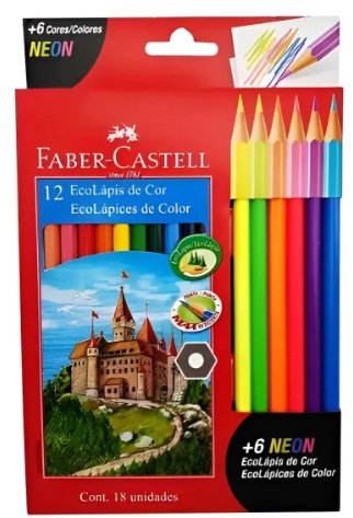 Lápis De Cor 12 Cores Faber Castell + 6 Lápis Neon